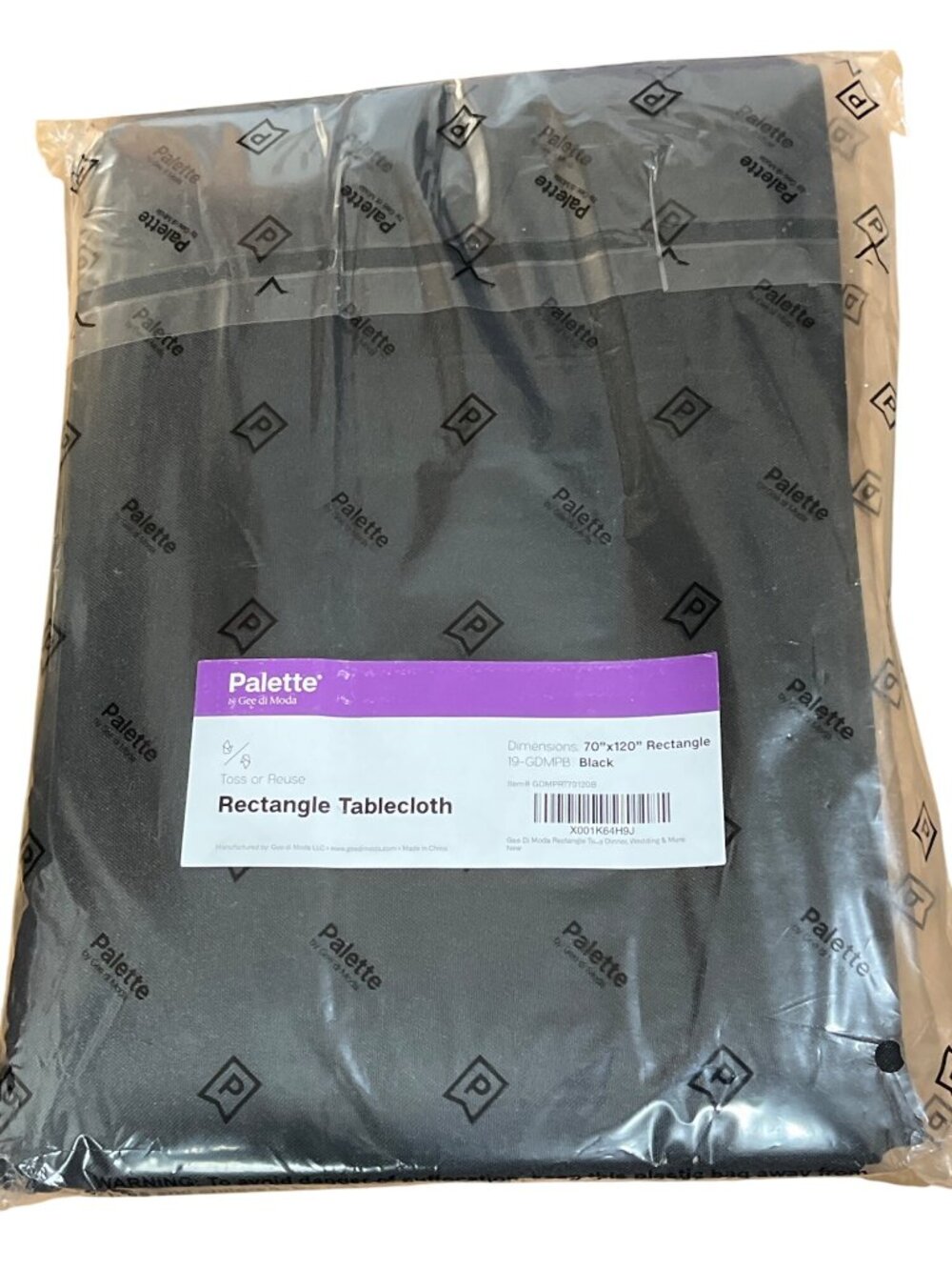 Palette By Gee Di Moda Black 70"x120" Rectangle Tablecloth Toss Or Reuse 37q